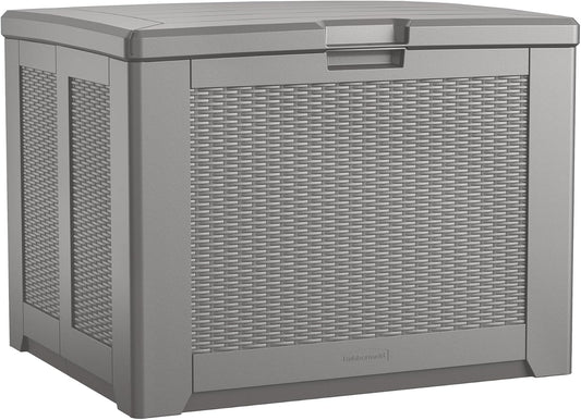  Rubbermaid Coffre De Terrasse D'extérieur Facile à Installer - Taille M - Résistant Aux Intempéries - Gris - Pour Pelouse, Jardin, Piscine, Rangement D'outils, Organisation De La Maison