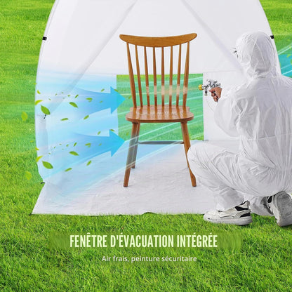  VEVOR Abri De Peinture En Aérosol Portable, Tente De Peinture 152x152x178 Cm, Cabine De Peinture Avec Plancher Intégré, Fenêtre D'Échappement Et Sac De Rangement, Pour Pulvérisation De Peinture Meuble