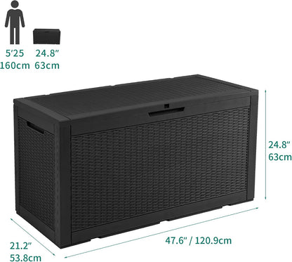  YITAHOME Boîte De Rangement D'extérieur étanche 380 L - Grande Boîte De Rangement En Résine - Coussin D'extérieur Verrouillable - Noir