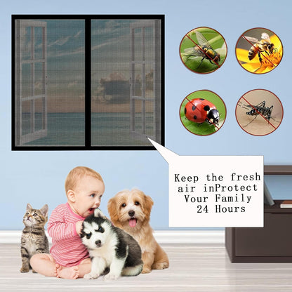  Mosquito Net Window 117 X 165 Cm Adjustable Mosquito Net With Powerful Magnets Automatic Closing For Most Types Of Windows, Black