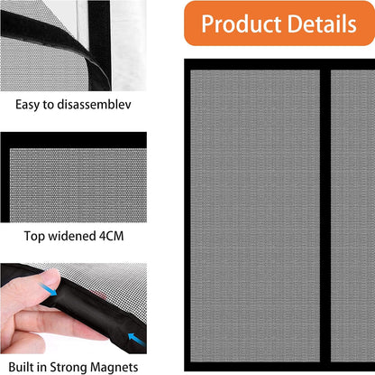  Insect Screen Window 152 X 119 Cm Anti-Mosquito Automatic Closed Door Curtain, No Drilling For Sliding Windows, White