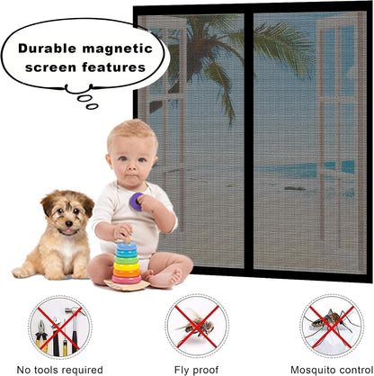  Window Mosquito Net 168 X 140 Cm Adjustable Powerful Magnets For Doors Windows Balcony Living Room Black