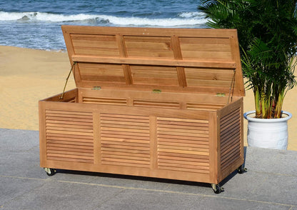  Safavieh Boîte De Rangement En Bois Pour L'extérieur - Neutre - 71 X 45 X 95 Cm