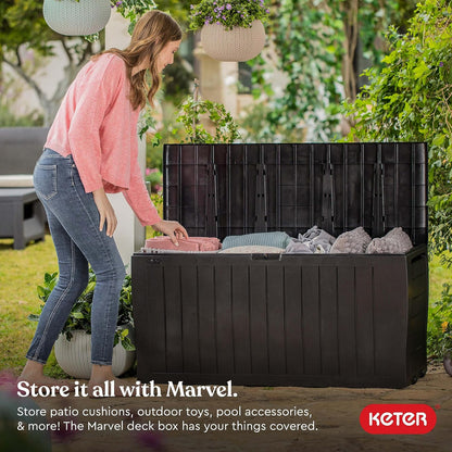  Keter Marvel Plus 71-gallon Toutes Saisons Extérieur Du Pont De Stockage Box – Espresso Marron Marron