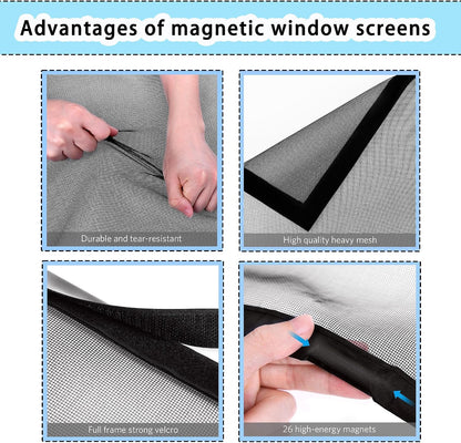  Magnetic Window Mosquito Net 126 X 204 Cm Magnetic Mosquito Net Without Tools Powerful Magnets For Window Doors Patio, Black