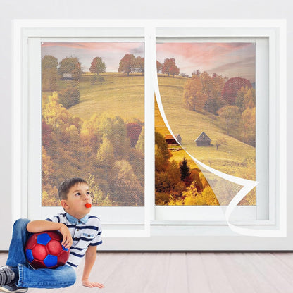  Mosquito Net Window 138 X 118 Cm Extendable Fibreglass Mesh Automatic Closure And Detachable For Living Room Window, White