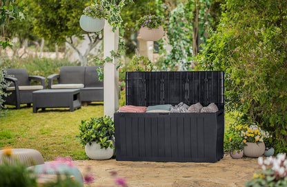  Keter 247661 Boîte De Rangement De Jardin Marvel+ 270 L, Gris Graphite