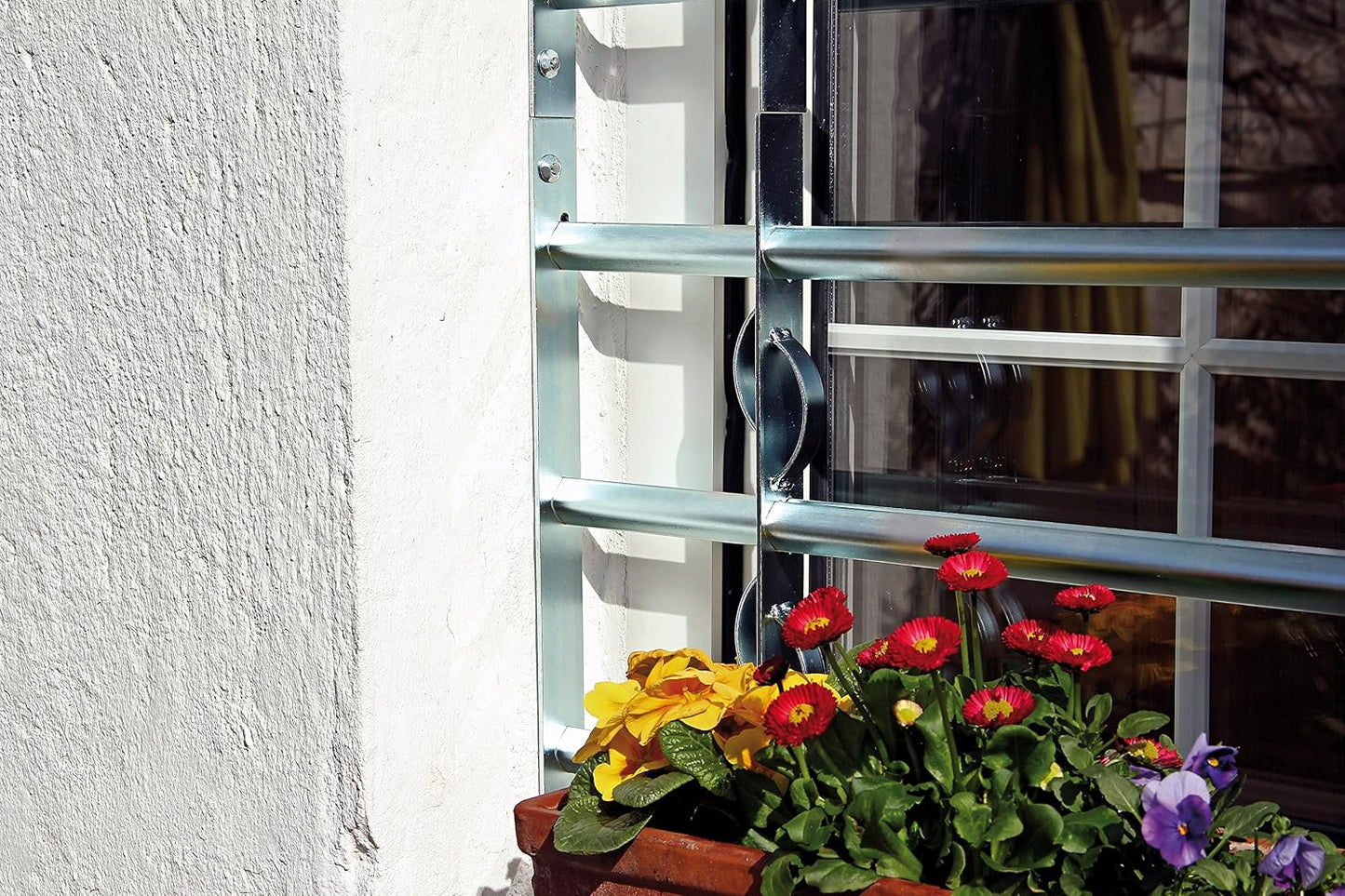  Alberts 563646 Secorino Style Window Grille | Sliding For External Windows | Burglar Protection Grille | Galvanised In Blue | 600 X 500-650 Mm